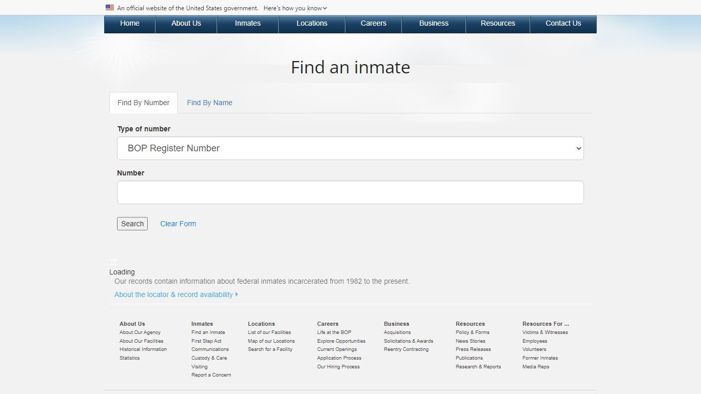 BOP: Federal Inmates By Number - Federal Bureau of Prisons